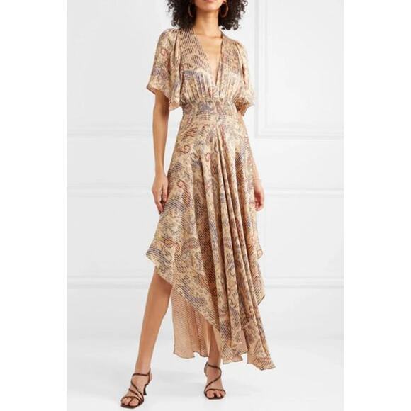 Maje Dresses & Skirts - Maje Rachel Asymmetric Printed Satin-jacquard Maxi Dress sz 3 large